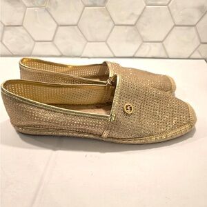 Michael Kors Womans Kendrick Gold Mesh Espadrilles Sz 10 Flats Slip On Metallic